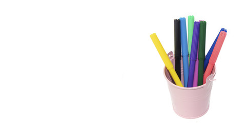 Color markers on a white background. Hobby and art.