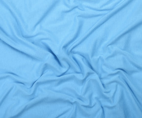 crumpled blue cotton fabric