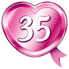 Pink shiny heart and number 35.