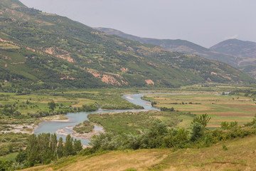 Scenic landscape view in Albanian mountain, Lure