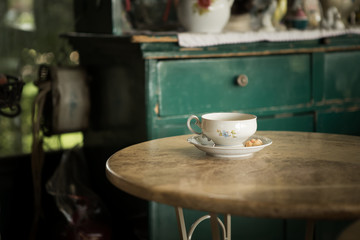 A cup of tea in retro style.