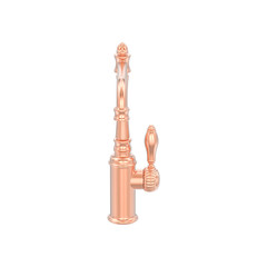 3D illustration isolated red rose gold or silver vintage old faucet