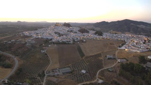 Drone en Olvera. Pueblo de Cadiz, Andalucia España 