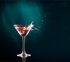 Martini cocktail on dark Background