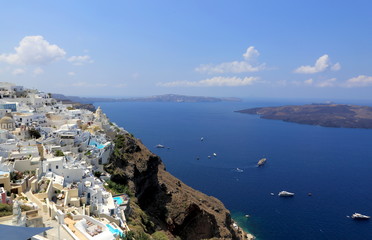 Naklejka premium Fira Grecia Santorini panorama