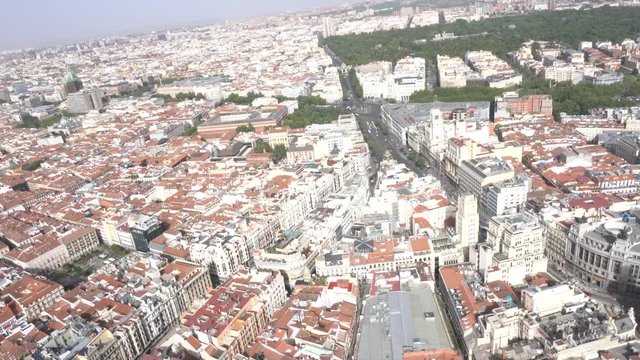 Aerial image of Madrid capital Spain from helicopter
