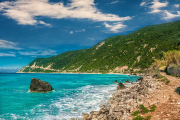 Fototapeta premium Beautiful ocean scenic in Lefkada island in Greece