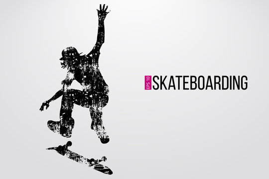 Silhouette of a skateboarder. Vector illustration