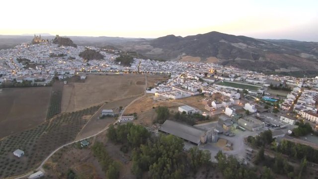 Drone en Olvera. Pueblo de Cadiz, Andalucia España 