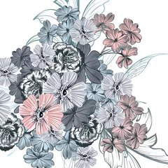 Zelfklevend Fotobehang Beautiful floral illustration with vintage flowers © Mary fleur