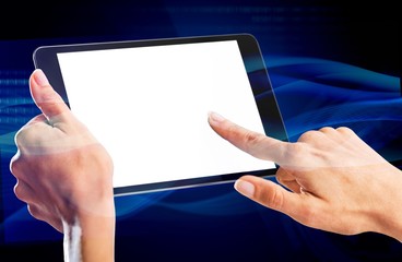 Human hands Holding digital tablet with blank