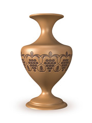 Antique vase with a floral pattern isolated on white.