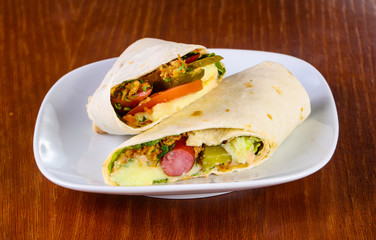 Tortilia with saucage