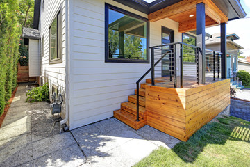 Nice entrance of a renovated house with covered front porch