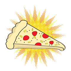 Comic slice of pizza icon
