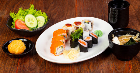 Japanese sushi and roll set