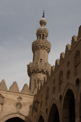 Fototapeta na wymiar Inside of a mosque and minarat