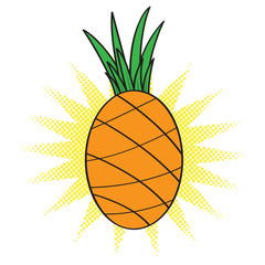 Isolated comic pineapple icon