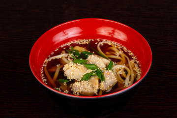 Miso soup with salmon