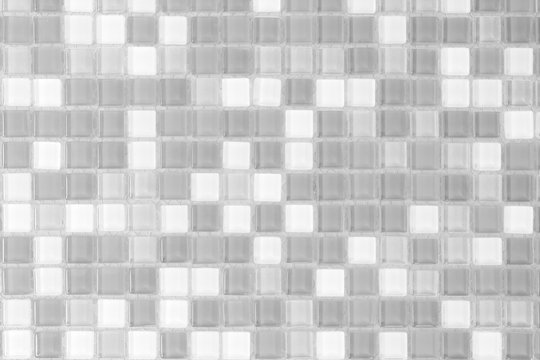 White and Grey tile wall high resolution real photo or brick seamless and texture interior background.  building's facade mosaic decorative bathroom or kitchen modern.