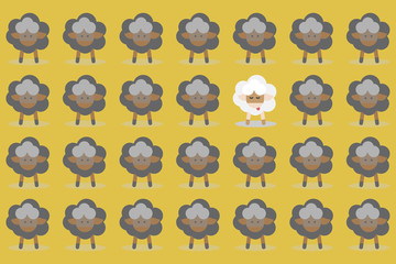 Black sheep cute cartoon for business concept