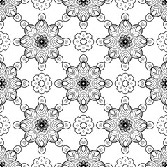 Abstract black and white seamless pattern. Hand drawn vector illustration