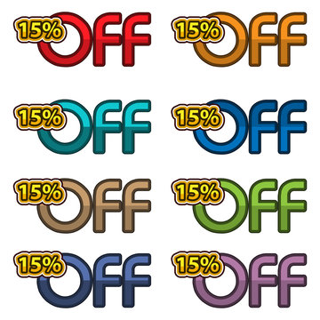 Illustration Vector of 15% off. discount banners design template, app icons, vector illustration