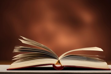 Open book pages on bokeh background
