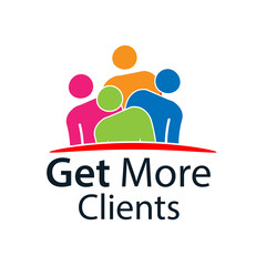 Get more clients with people sign. Flat vector illustration on white background