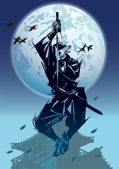 忍者01　城と月 © fd244