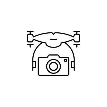 drone with camera icon. Element of drones for mobile concept and web apps illustration. Thin line icon for website design and development, app development. Premium icon