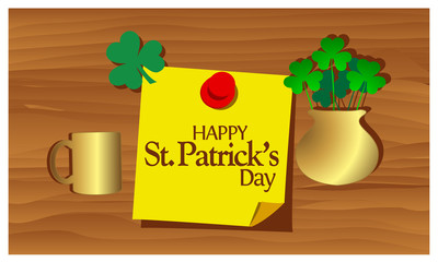 Reminder paper word happy st. patrick's day vector. Vector Illustration.