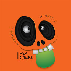 Vector, illustration of graphic style,Halloween skull monster eyes,paper cut style,EPS 10.