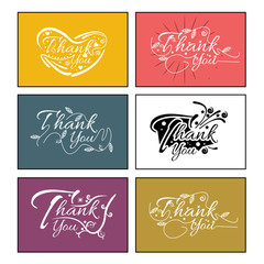 Thank you hand lettering, business card template. vector illustration