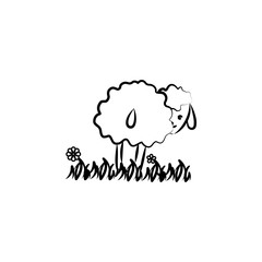 sheep on the grass icon in sketch style. Element of sheep for mobile concept and web apps illustration. Sketch icon for website design and development, app development