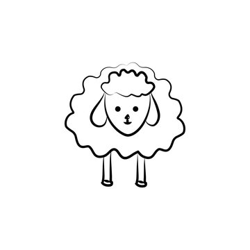sheep icon in sketch style. Element of sheep for mobile concept and web apps illustration. Sketch icon for website design and development, app development