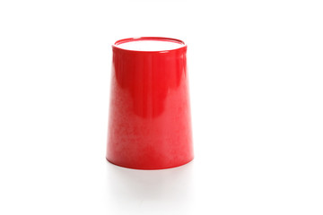 red plastic mug