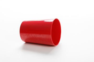 red plastic mug