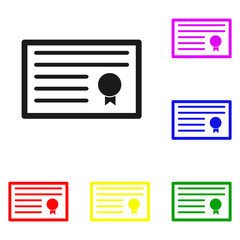 Elements of certificate in multi colored icons. Premium quality graphic design icon. Simple icon for websites, web design, mobile app, info graphics