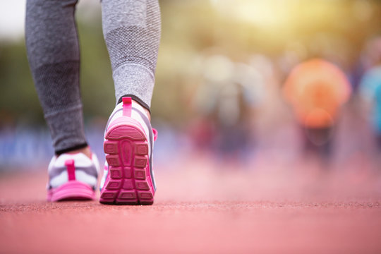 Exercise outdoor concept, Girl exercising in a park.