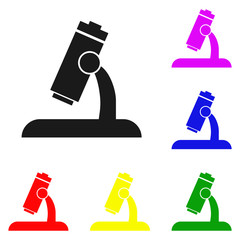 Elements of Microscope in multi colored icons. Premium quality graphic design icon. Simple icon for websites, web design, mobile app, info graphics