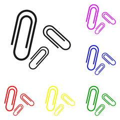 Elements of paper clips in multi colored icons. Premium quality graphic design icon. Simple icon for websites, web design, mobile app, info graphics