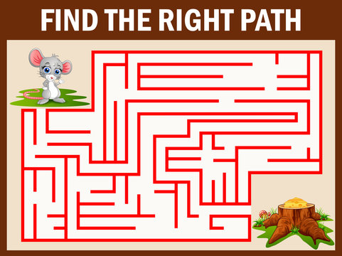 Maze game find a mouse way to cheese
