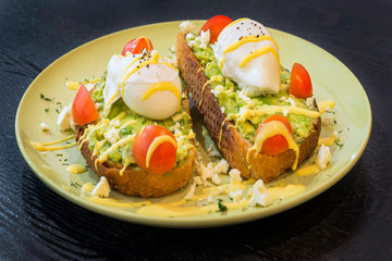 An array or breakfast foods and drinks 