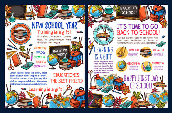 Back to school sketch poster for education design