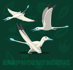 Dinosaur Ramphorhynchus Cartoon Vector Illustration