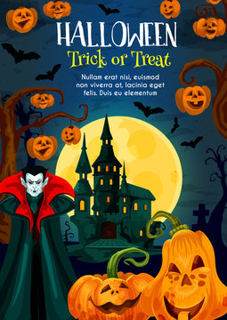 Halloween trick or treat night celebration poster