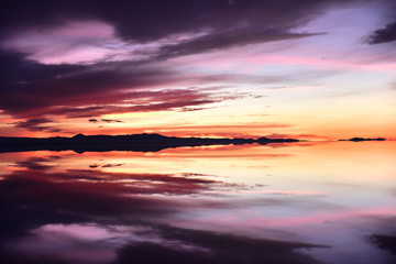 Fototapeta na wymiar Pink Sunset beach lake nature