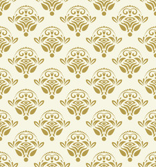 Obraz premium Floral golden ornament. Seamless abstract classic background with flowers. Pattern with repeating elements