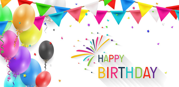 Happy Birthday balloons template. Colorful balloons vector graphic. Vector Illustration of a Happy Birthday Greeting Card Design.